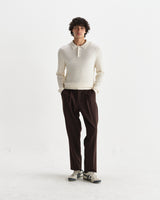 wax london men's Oban - Ecru Diamond Stripe Knitted Polo