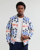 wax london men's Park - Ecru And Multicolour Aztec Jacquard Jacket