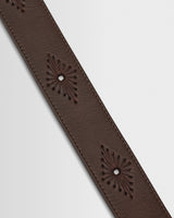 wax london men's Paton - Brown Embroidered Leather Belt