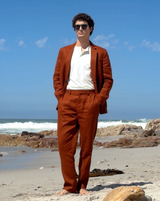 Fintry - Rust Linen Single-Breasted Blazer