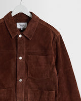 wax london men's Robin - Brown Suede Chore Jacket