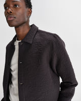 wax london men's Rockley - Black Floral Quilted Cotton Overshirt