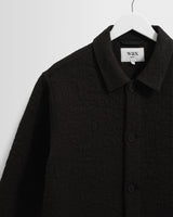 wax london men's Rockley - Black Floral Quilted Cotton Overshirt
