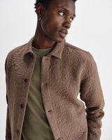 wax london men's Rockley - Brown Floral Quilted Cotton Overshirt