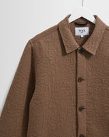 wax london men's Rockley - Brown Floral Quilted Cotton Overshirt