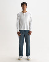 wax london men's Russell - Mid Blue Faded Vintage Straight Fit Denim Jeans