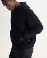 wax london men's Rydal - Black Brushed Loopback Cotton Hoodie