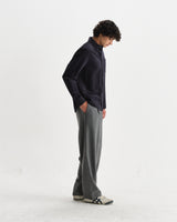 wax london men's Shelly - Navy Seersucker Corduroy Shirt