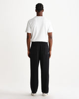 wax london men's Sidford - Black Cotton Canvas Barrel Trousers