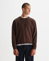 wax london men's Sidney - Washed Brown Loopback Cotton Sweatshirt