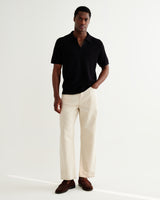 wax london men's Siena - Black Boucle Knitted Polo Shirt