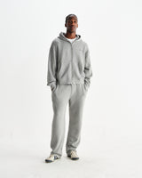 wax london men's Ska - Grey Embroidered Logo Loopback Cotton Joggers
