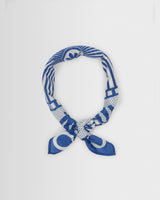 wax london men's Sloane - Ecru And Blue Wax Bandana Neck Scarf