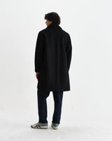 wax london men's Stan - Black Wool-Twill Car Coat