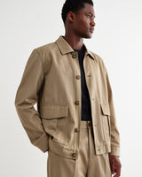 wax london men's Strand - Beige Cotton Tencel Twill Jacket