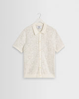wax london men's Tellaro - Ecru Flower Jacquard Shirt