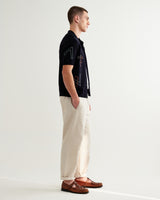 wax london men's Tellaro - Navy And Multicolour Shapes Embroidered Shirt