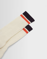 wax london men's Thorpe - Ecru And Navy Edge Stripe Socks