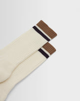 wax london men's Thorpe - Ecru And Taupe Edge Stripe Socks