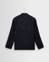 wax london men's Vigo - Navy Linen Double-Breasted Blazer