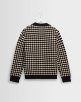 wax london men's Walker - Black And Ecru Bubble Knit Cardigan