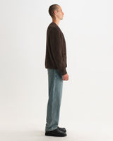 wax london men's Walker - Chocolate Brown Fluffy Wool Knit Cardigan
