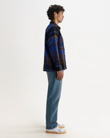 wax london men's Whiting - Blue And Brown Bold Check Overshirt