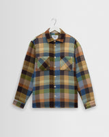 wax london men's Whiting - Khaki And Multicolour Pike Check Overshirt