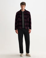 wax london men's Whiting - Red And Black Elm Wool Blend Check Overshirt