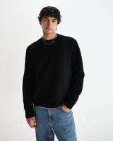 wax london men's Wilde - Black Fluffy Wool Crewneck