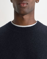 wax london men's Wilde - Navy Fluffy Wool Crewneck