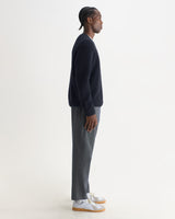 wax london men's Wilde - Navy Fluffy Wool Crewneck