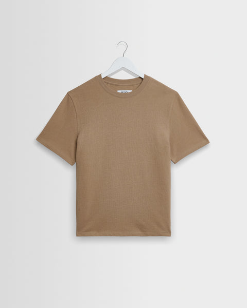 Dean – Strukturiertes T-Shirt aus Bio-Baumwolle in Dunkelsand