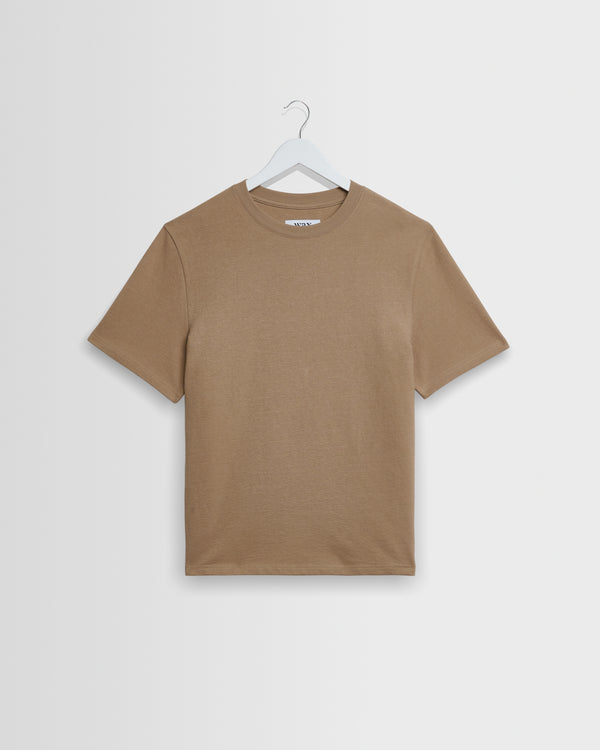 Dean – Strukturiertes T-Shirt aus Bio-Baumwolle in Dunkelsand