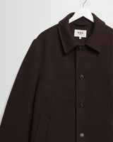 Stan - Manteau court en laine marron foncé