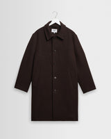 Stan - Manteau court en laine marron foncé