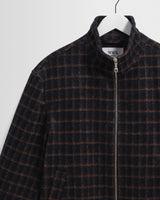 Bayer - Blouson Harrington à carreaux marron et bleu marine