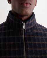 Bayer - Blouson Harrington à carreaux marron et bleu marine