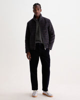 Bayer - Blouson Harrington à carreaux marron et bleu marine