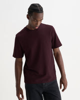 Dean - T-shirt en coton biologique texturé violet foncé