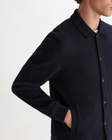 Hays – Marineblaues strukturiertes Waffel-Overshirt