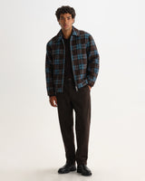 Heath - Veste en mohair à carreaux bleu et marron