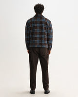 Heath - Veste en mohair à carreaux bleu et marron