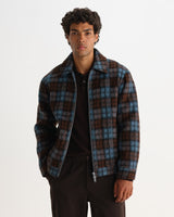 Heath - Veste en mohair à carreaux bleu et marron
