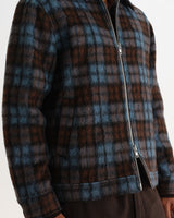 Heath - Veste en mohair à carreaux bleu et marron