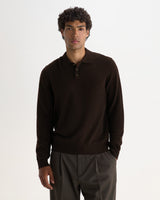 Lawrie - Polo en maille à manches longues marron foncé