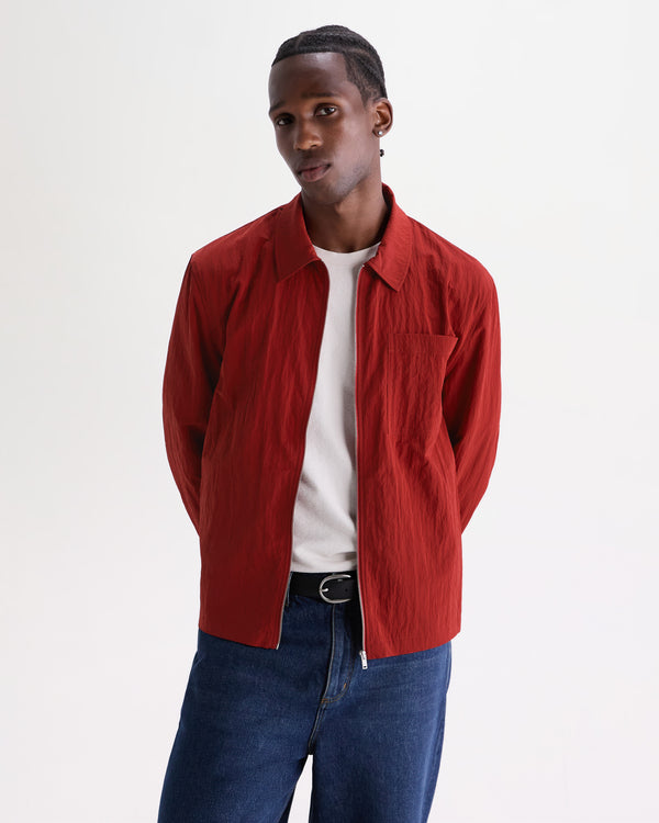 Lytton - Red Crinkle Nylon Overshirt