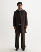Stan - Manteau court en laine marron foncé