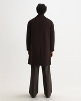 Stan - Manteau court en laine marron foncé