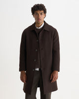 Stan - Manteau court en laine marron foncé